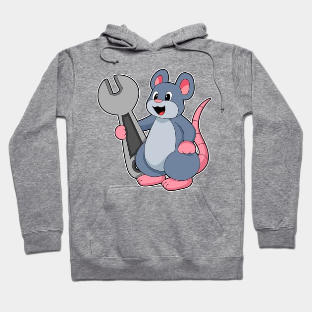 Rat as Mechanic with Wrench Hoodie by Markus Schnabel